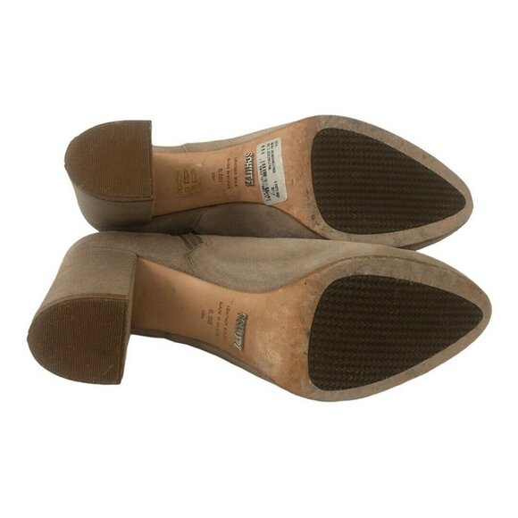 Schutz Neutral Beige Cibby Suede Heel Bootie - Picture 7 of 8